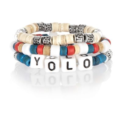 Boys blue yolo beaded bracelet