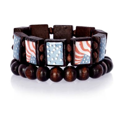Boys brown two pack American flag bracelets