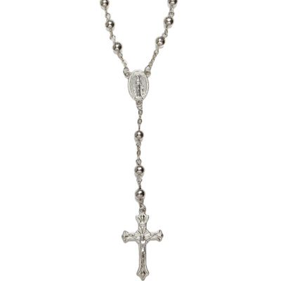 Boys silver tone rosary necklace