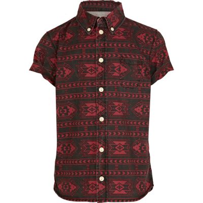 Boys red tribal print shirt