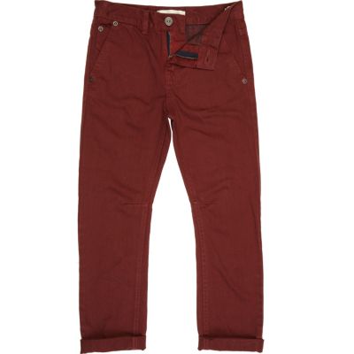 Boys red chino trousers