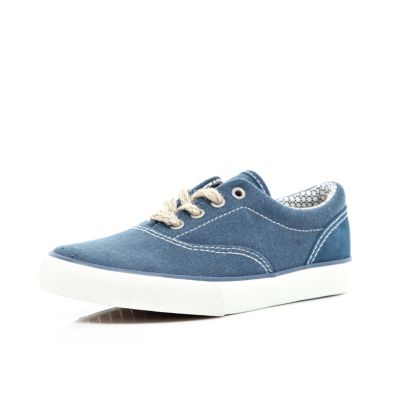 Boys blue lace up plimsols
