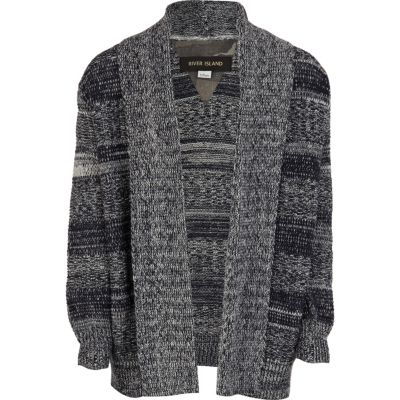 Boys navy space dye waterfall cardigan