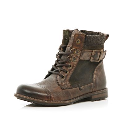 Boys brown military boot