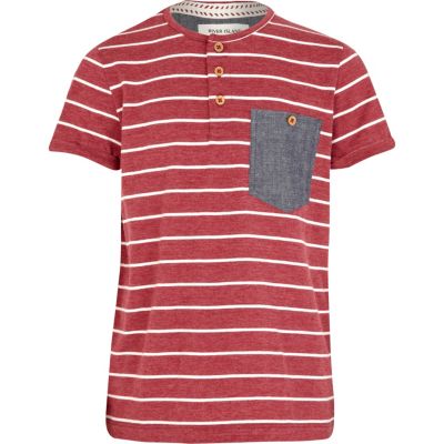 Boys red stripe grandad t-shirt