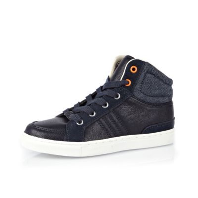 Boys navy denim mix high tops