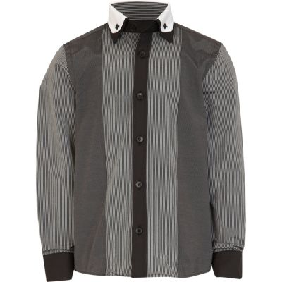 Boys black stripe prom shirt
