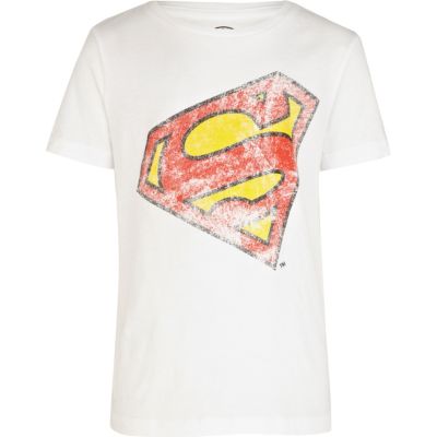 Boys white slanted Superman t-shirt