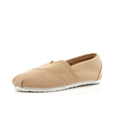 Kids brown canvas slip on espadrilles