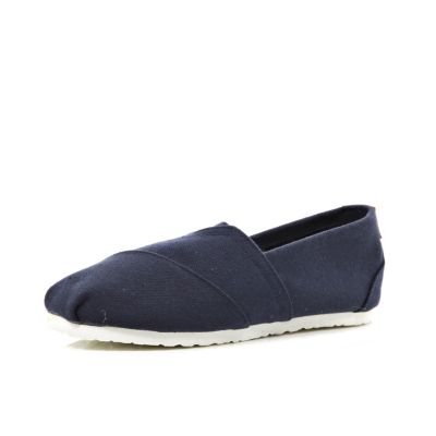 Kids navy canvas slip on espadrilles