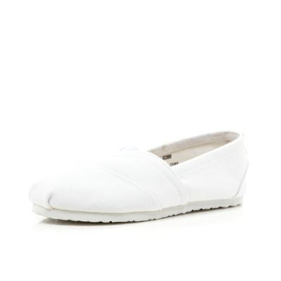 Kids white canvas slip on espadrilles