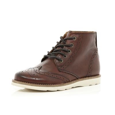 Boys brown brogue boots