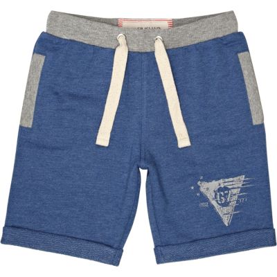 Boys blue marl jogger shorts