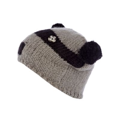 Boys black racoon beanie hat