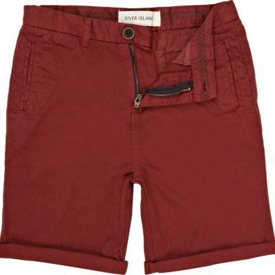Boys red chino shorts