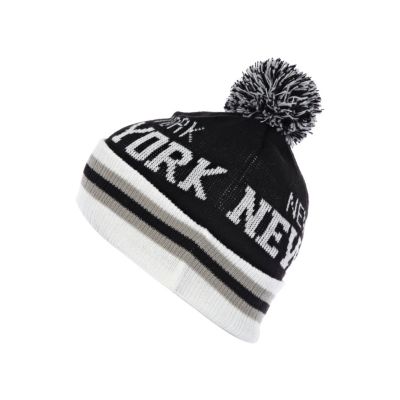 Boys black New York bobble hat