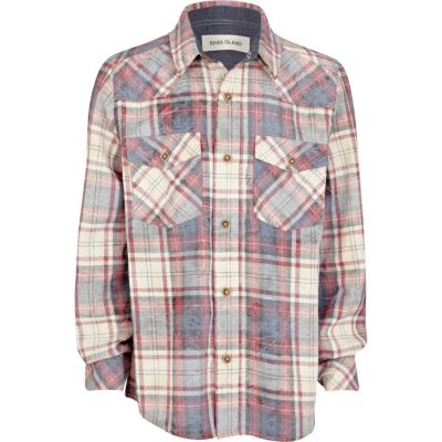 Boys red check western shirt 