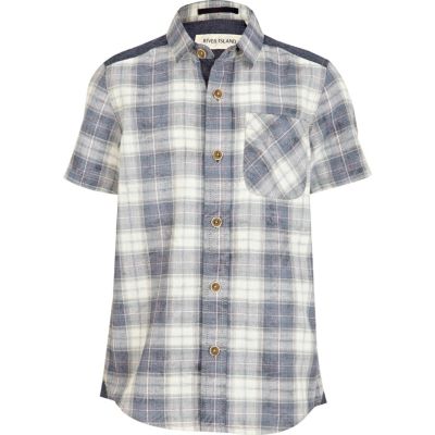 Boys navy check shirt