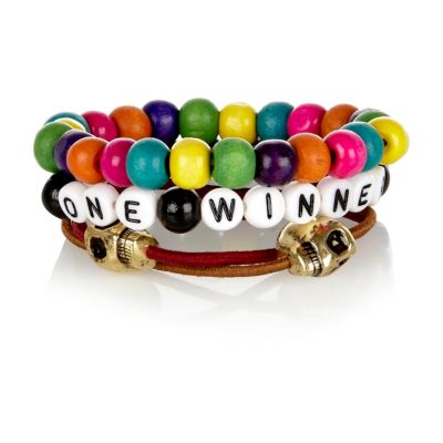 Boys red only one winner beaded bracelet set