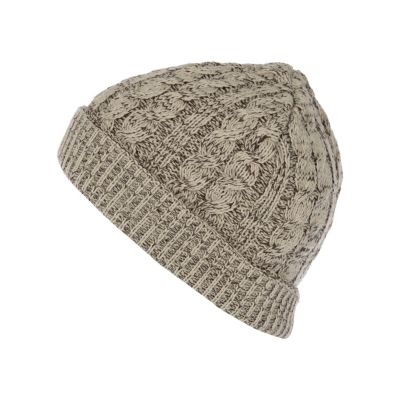 Boys beige mix beanie hat