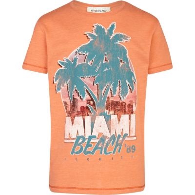 Boys orange Miami print t-shirt