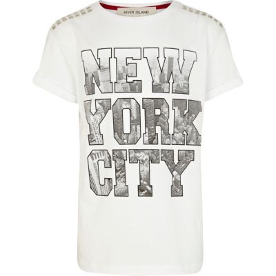 Boys white New York City block t-shirt
