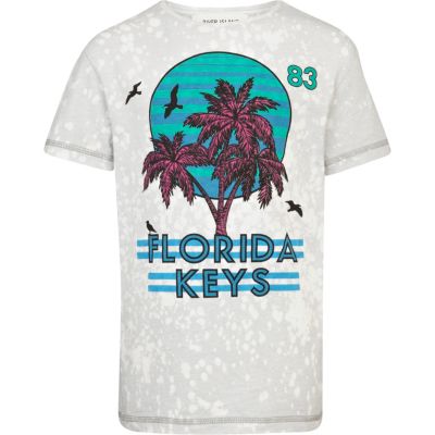 Boys grey Florida Keys print t-shirt