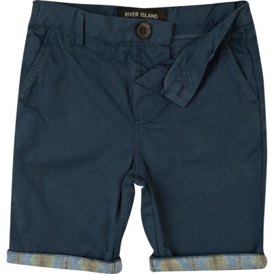Boys navy aztec hem chino shorts