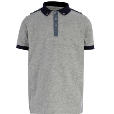 Boys grey polo shirt with epaulettes 