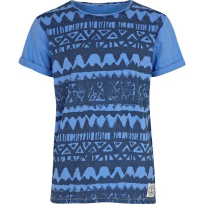 Boys blue aztec print t-shirt