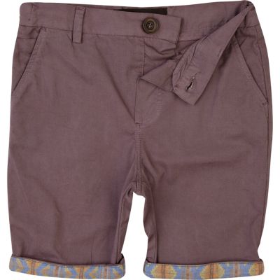 Boys purple aztec hem chino shorts
