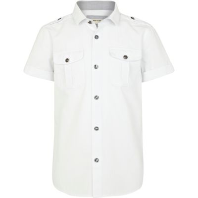 Boys white military shirt 