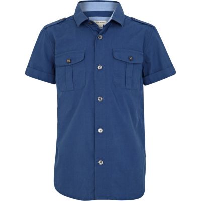 Boys blue military shirt 
