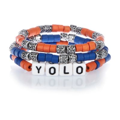 Boys blue YOLO bracelet set