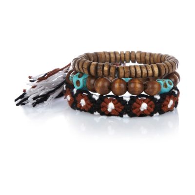 Boys brown braided bracelet set