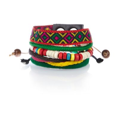 Boys red aztec bracelet pack