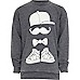 Boys navy moustache man sweatshirt