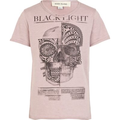 Boys purple black light skull print t-shirt