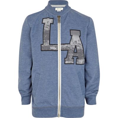 Boys blue LA print sweat jacket