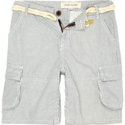 Boys grey ticking stripe shorts