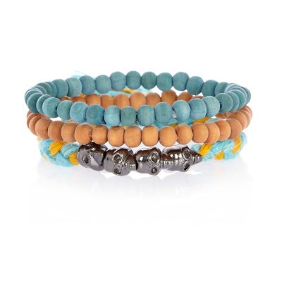 Boys orange skull bead bracelet pack