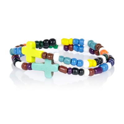 Boys green two pack cross bracelet