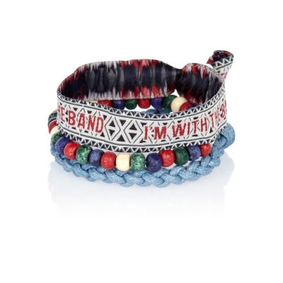 Boys red I'm With The Band bracelet pack