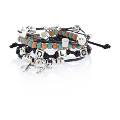 Boys orange cross yolo beaded bracelet