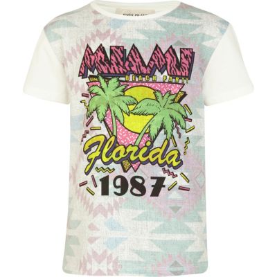Boys ecru Miami beach party t-shirt