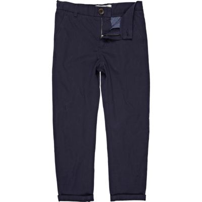 Boys navy roll up chinos