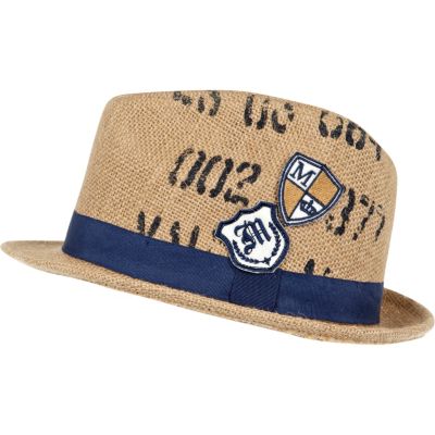 Boys ecru badge trilby