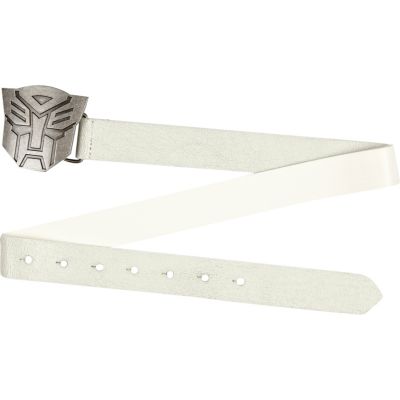 Boys white Transformers plate belt