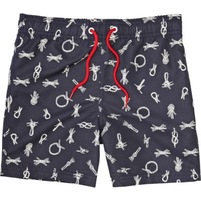 Boys navy rope print shorts