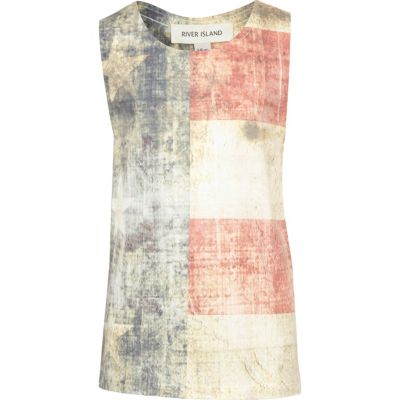 Boys white distressed American flag vest